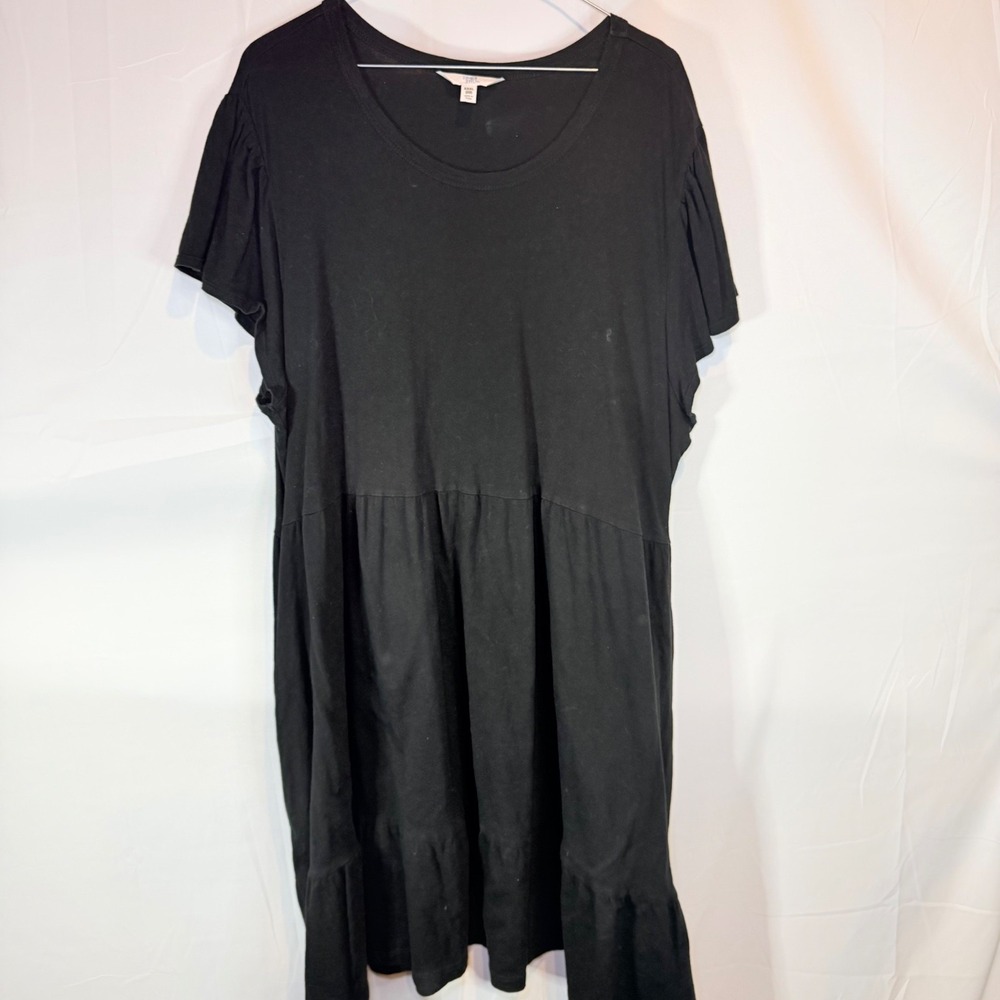 TIME AND TRU Women's Black XXXL (22) Babydoll Tiered Ruffle Sleeve Dress